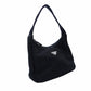 PRADA Nylon Hobo Handbag Black Triangle Logo Black Single Shoulder 7-12-017