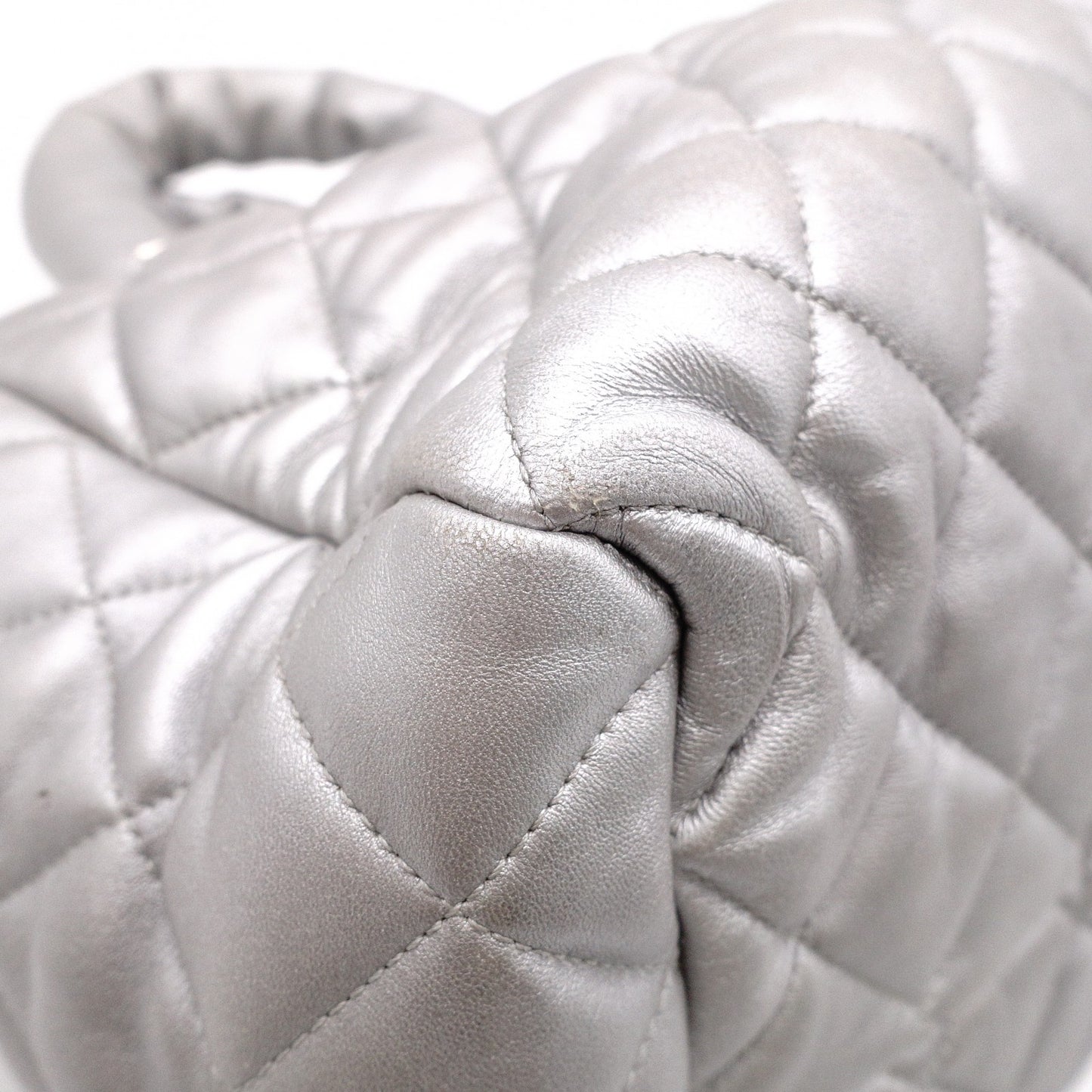 CHANEL Coco Cocoon Tote Bag, Leather, Silver, Shoulder Bag