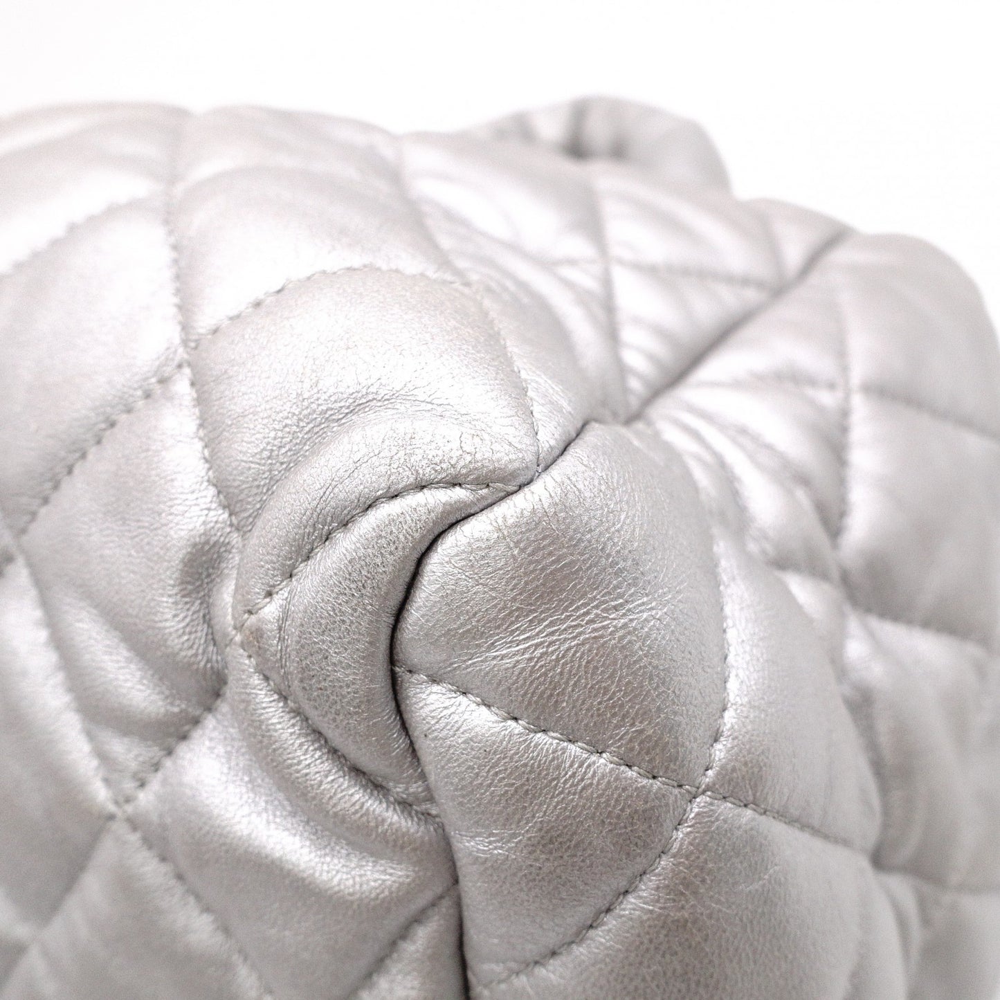 CHANEL Coco Cocoon Tote Bag, Leather, Silver, Shoulder Bag
