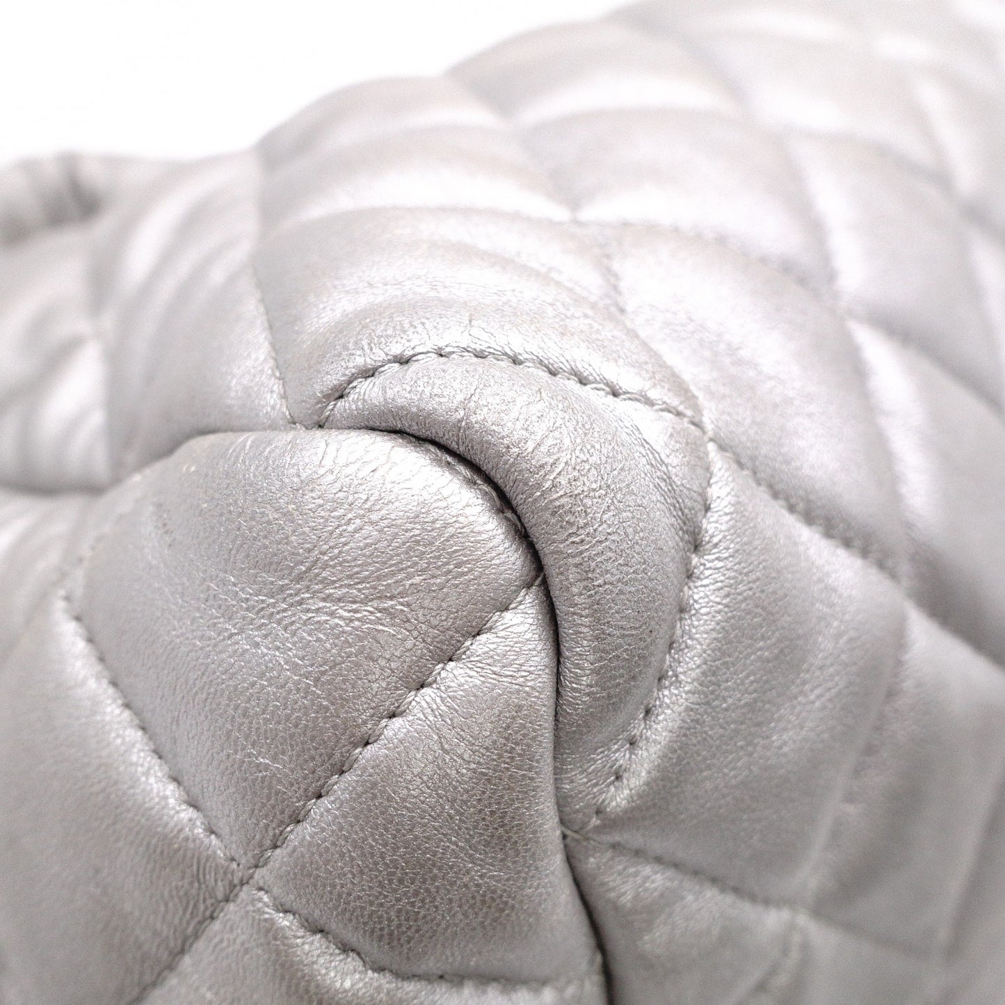 CHANEL Coco Cocoon Tote Bag, Leather, Silver, Shoulder Bag