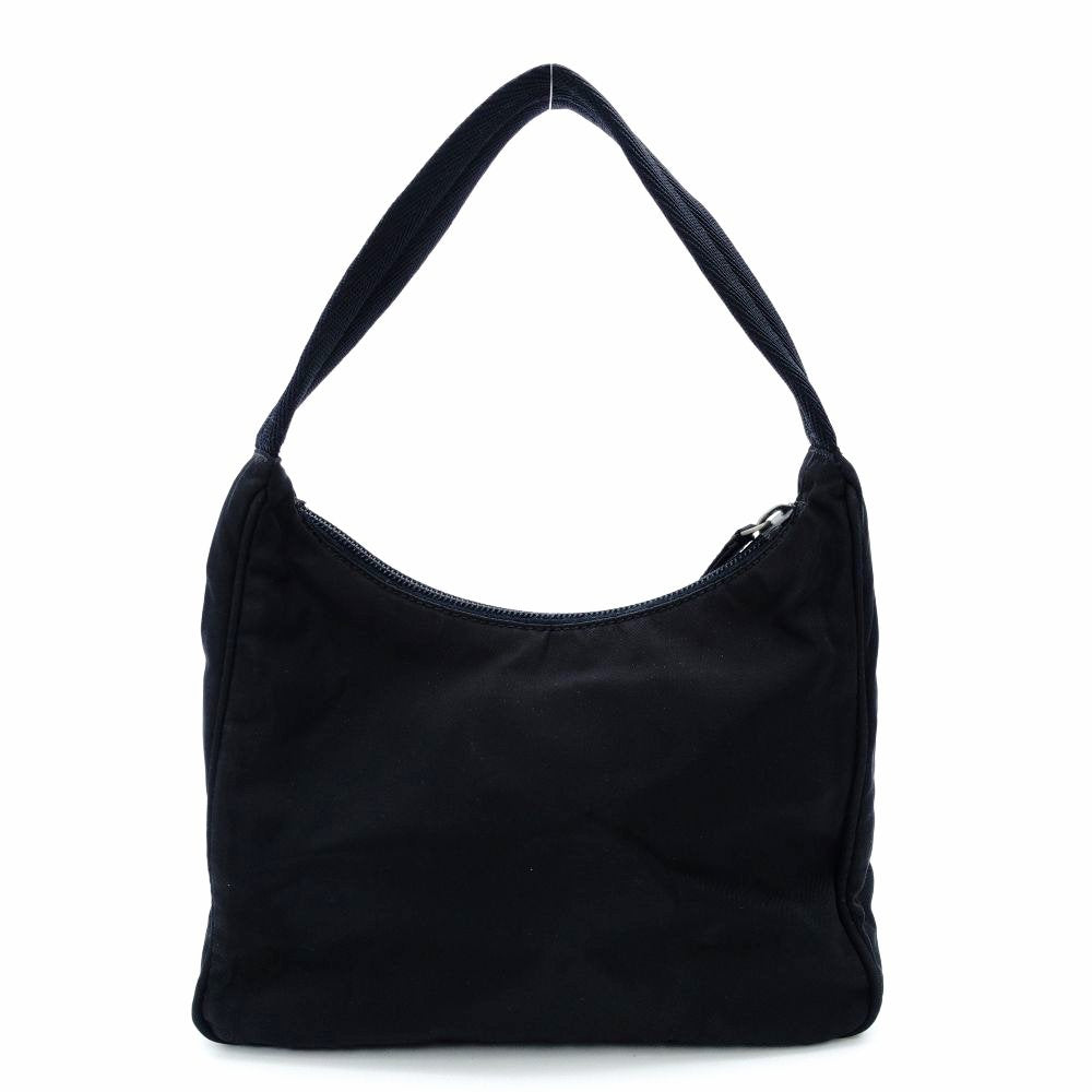 PRADA Nylon Hobo Handbag Black Triangle Logo Black Single Shoulder 7-12-017