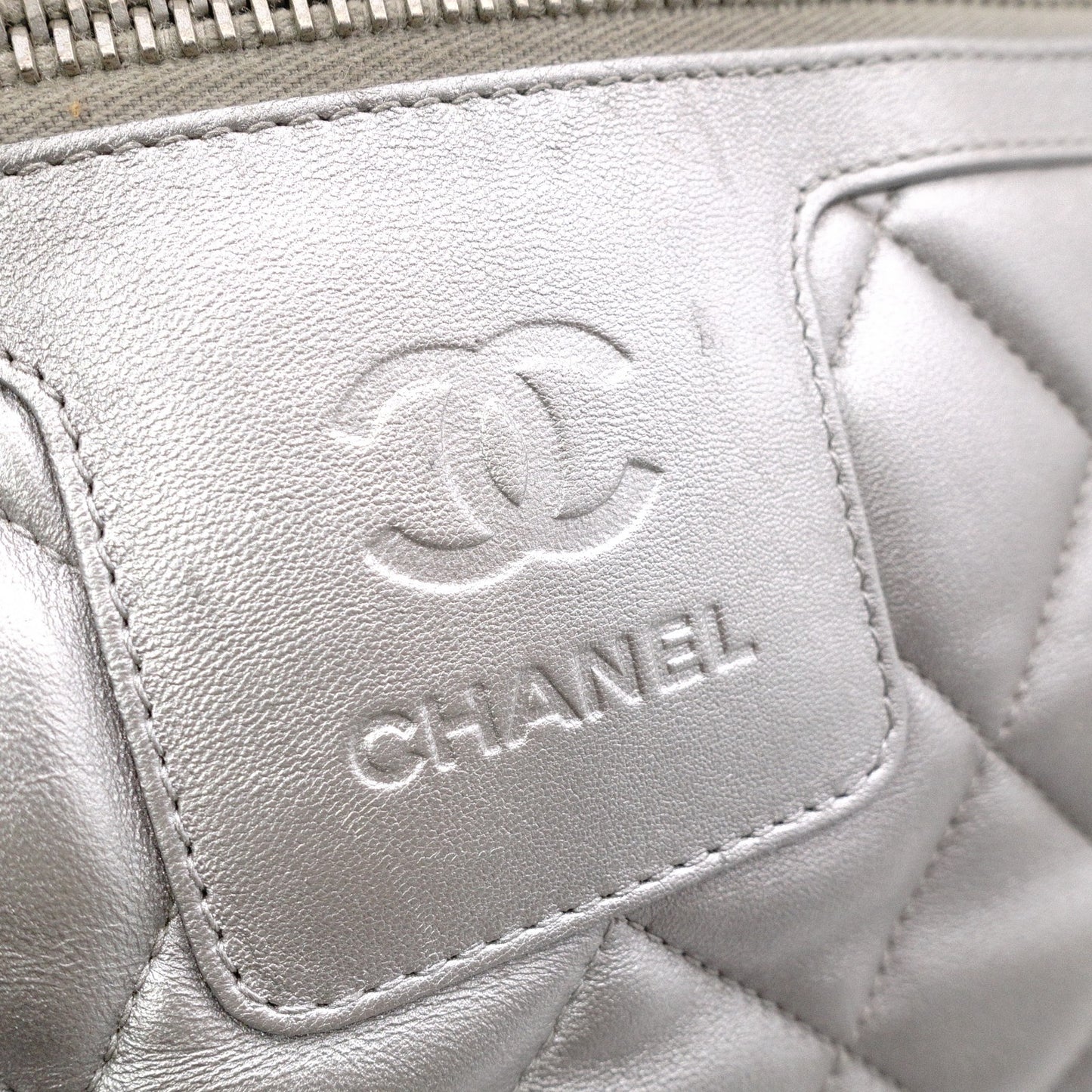 CHANEL Coco Cocoon Tote Bag, Leather, Silver, Shoulder Bag