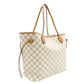 LOUIS VUITTON Neverfull MM Damier Azur Tote Bag with Pouch White-Tone Shoulder 7-12-105