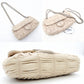 PRADA Chain Shoulder Bag Beige Leather Crossbody Silver Hardware Women's 7-11-309