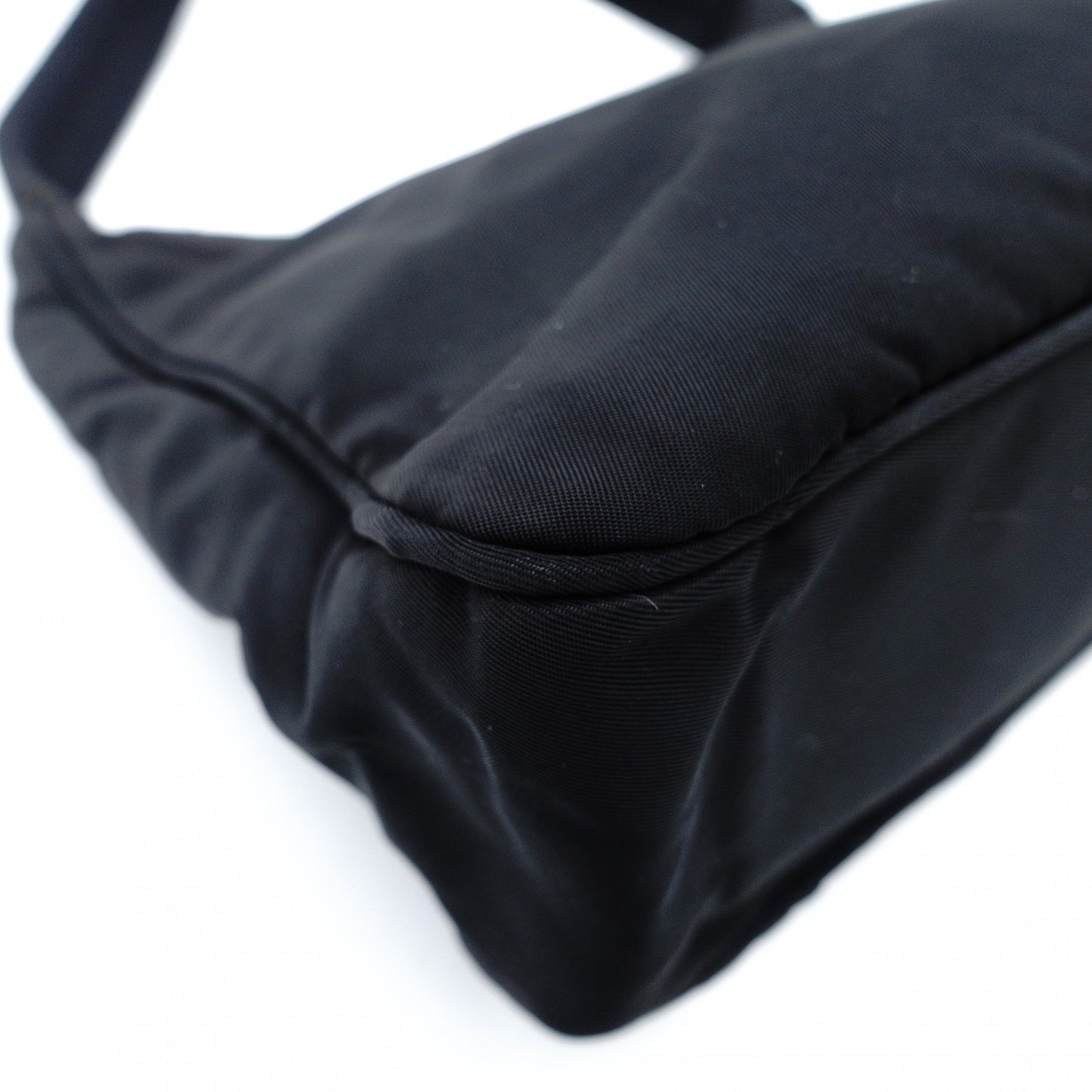 PRADA Nylon Hobo Handbag Black Triangle Logo Black Single Shoulder 7-12-017