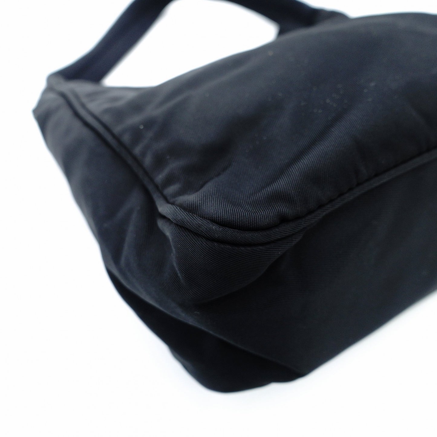PRADA Nylon Hobo Handbag Black Triangle Logo Black Single Shoulder 7-12-017