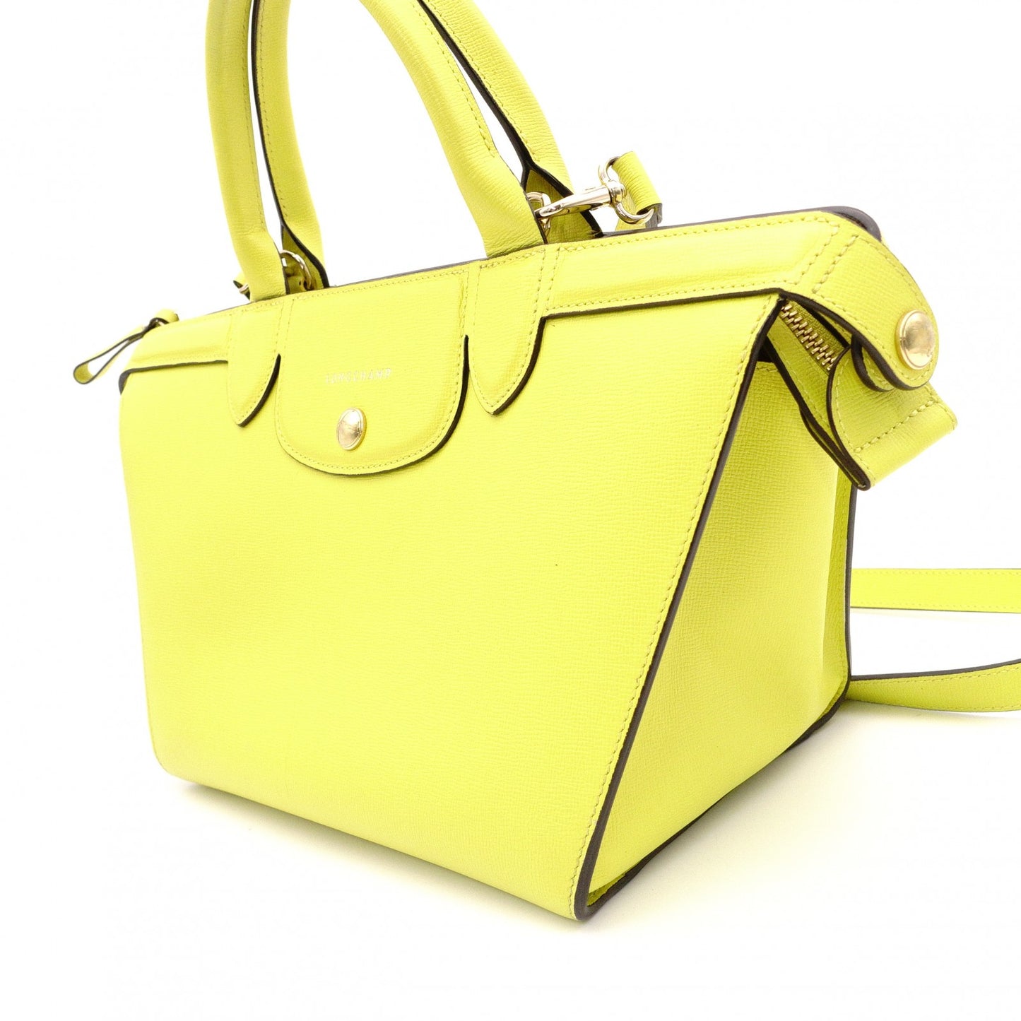 Longchamp Le Pliage Héritage Shoulder Bag, 2-way, Leather, Yellow, Women's