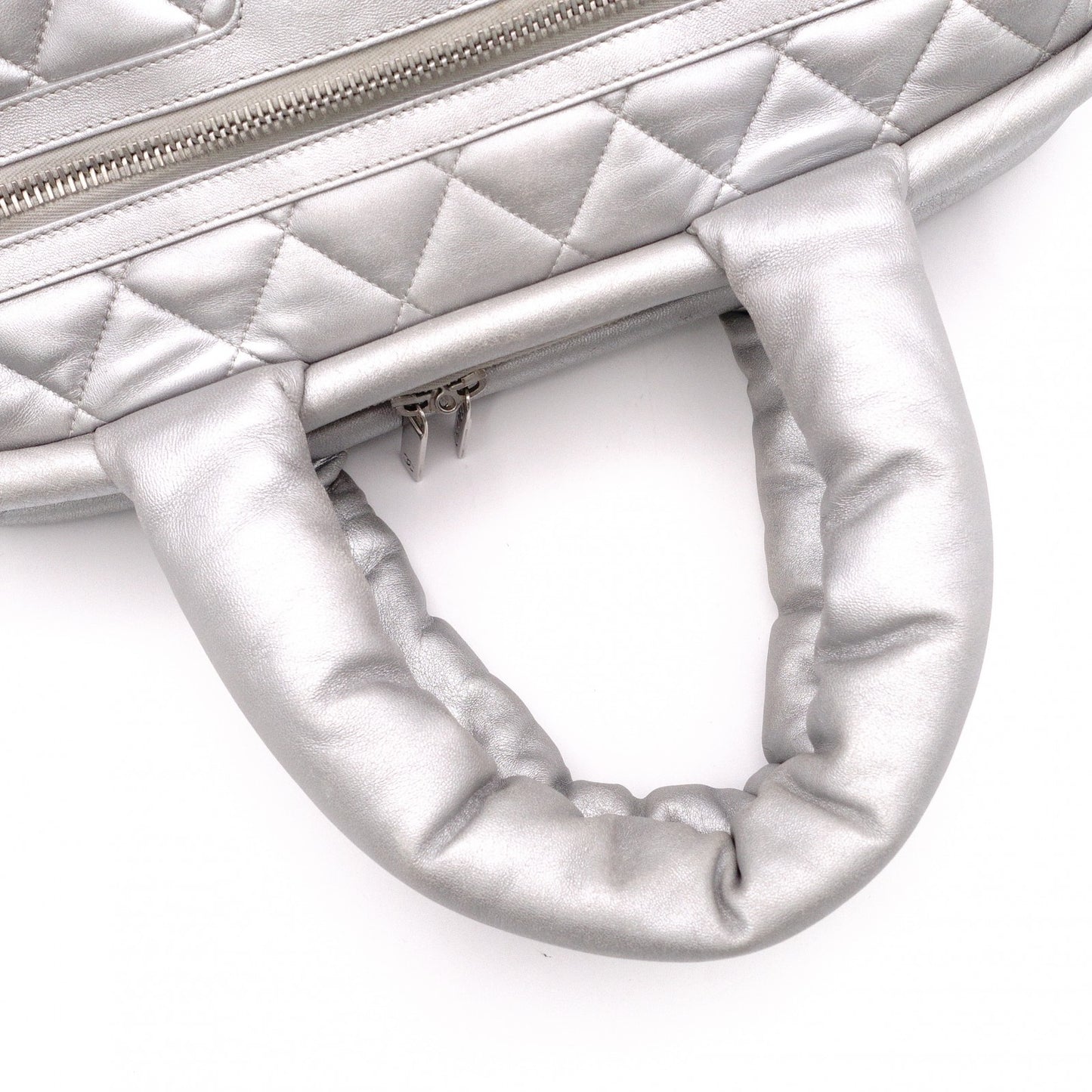 CHANEL Coco Cocoon Tote Bag, Leather, Silver, Shoulder Bag