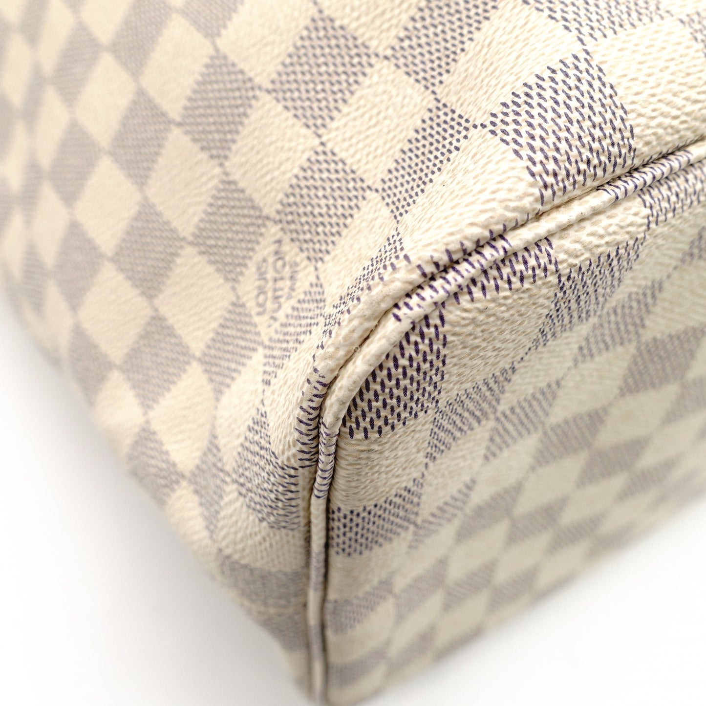 LOUIS VUITTON Neverfull MM Damier Azur Tote Bag with Pouch White-Tone Shoulder 7-12-105