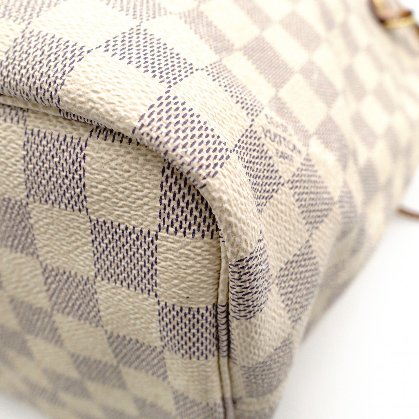LOUIS VUITTON Neverfull MM Damier Azur Tote Bag with Pouch White-Tone Shoulder 7-12-105