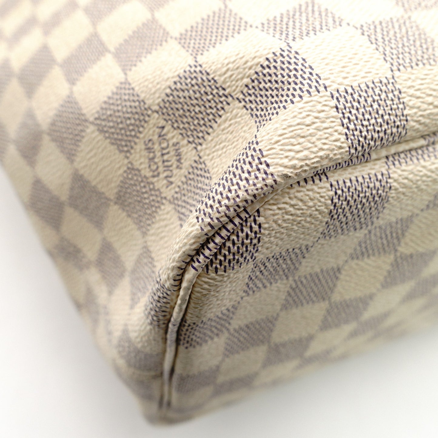 LOUIS VUITTON Neverfull MM Damier Azur Tote Bag with Pouch White-Tone Shoulder 7-12-105