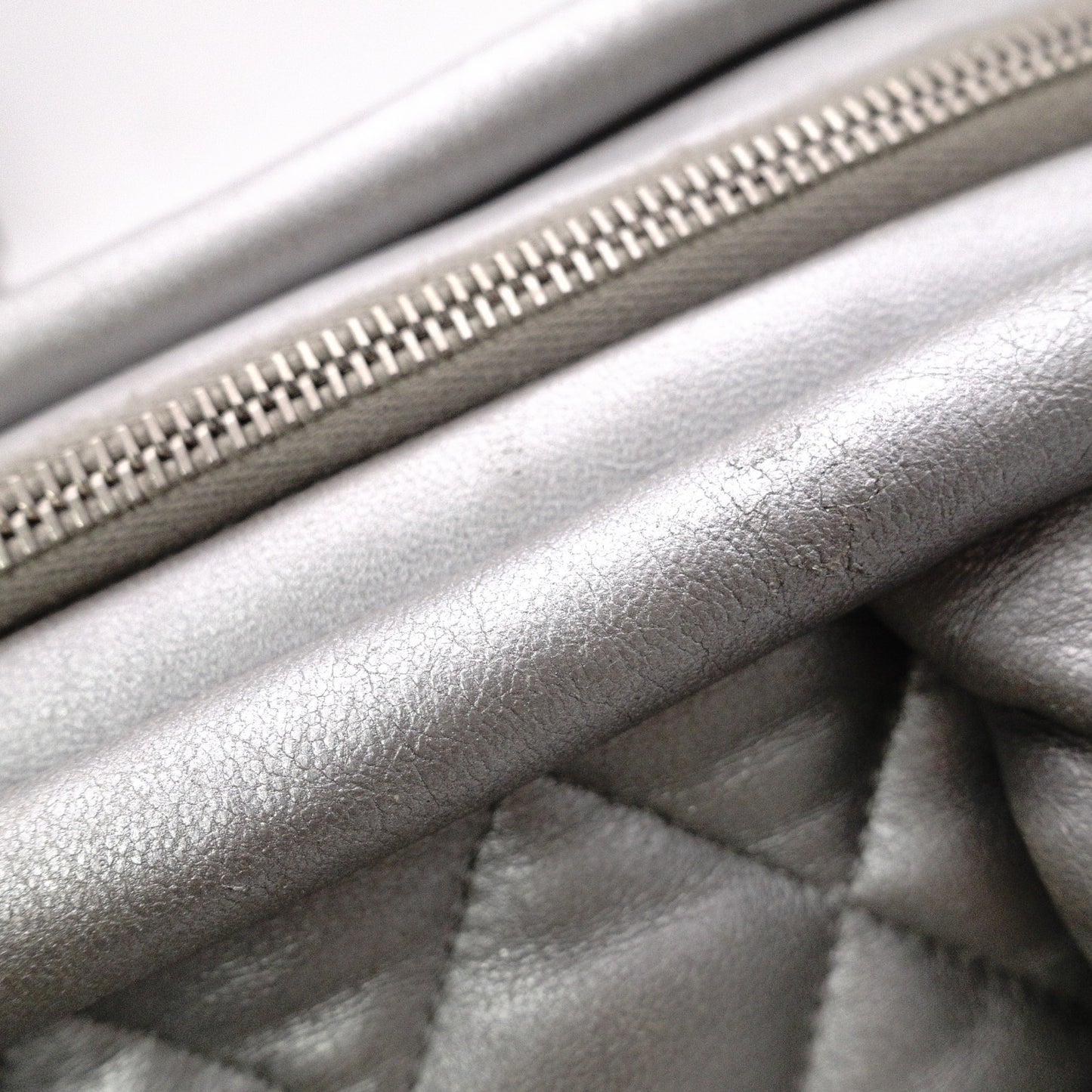 CHANEL Coco Cocoon Tote Bag, Leather, Silver, Shoulder Bag