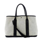 HERMES Garden Party TPM Twill Ash Canvas Leather Black × Beige Tote Bag 7-9-302