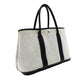 HERMES Garden Party TPM Twill Ash Canvas Leather Black × Beige Tote Bag 7-9-302