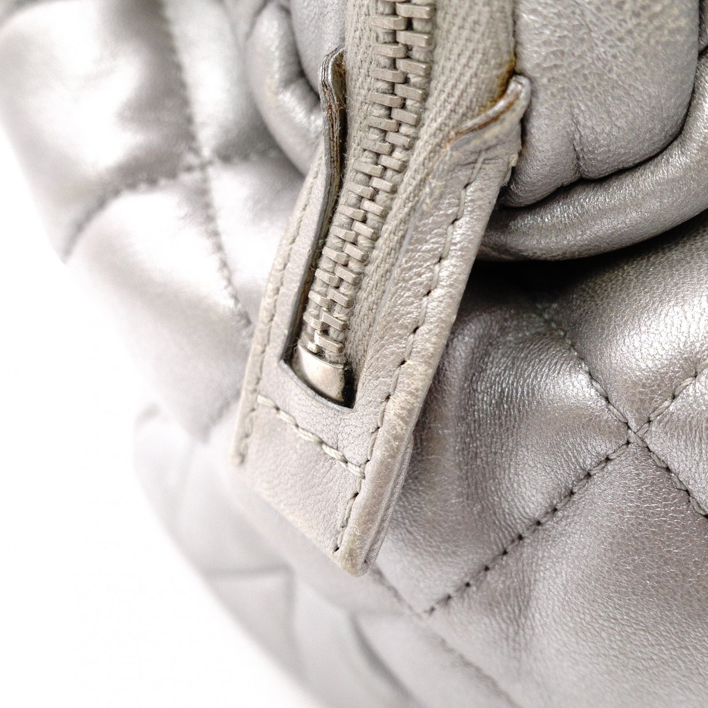CHANEL Coco Cocoon Tote Bag, Leather, Silver, Shoulder Bag