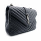 Saint Laurent YSL College Chain Shoulder Bag Black Leather Logo 2-Way Silver Hardware 7-8-375