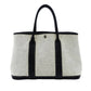 HERMES Garden Party TPM Twill Ash Canvas Leather Black × Beige Tote Bag 7-9-302