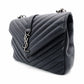 Saint Laurent YSL College Chain Shoulder Bag Black Leather Logo 2-Way Silver Hardware 7-8-375