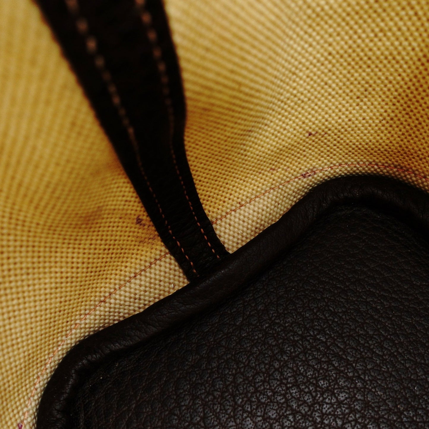 HERMES Garden Party TPM Twill Ash Canvas Leather Brown × Beige Tote Bag 7-9-300