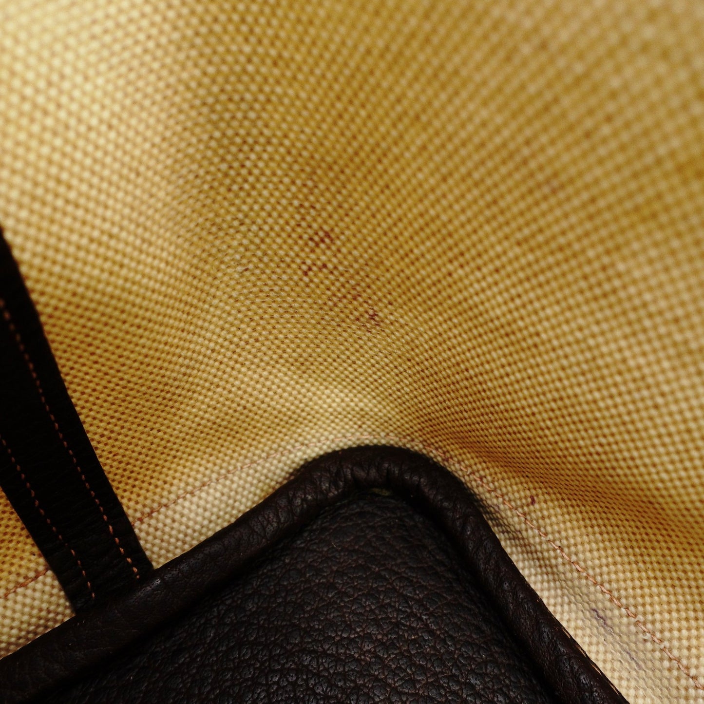 HERMES Garden Party TPM Twill Ash Canvas Leather Brown × Beige Tote Bag 7-9-300