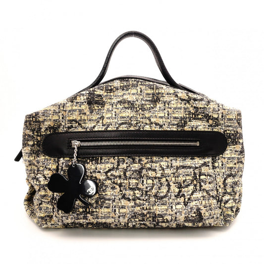 CHANEL Tweed Cover Duffle Tote Bag, Tweed and Leather, Beige, with Clover Charm