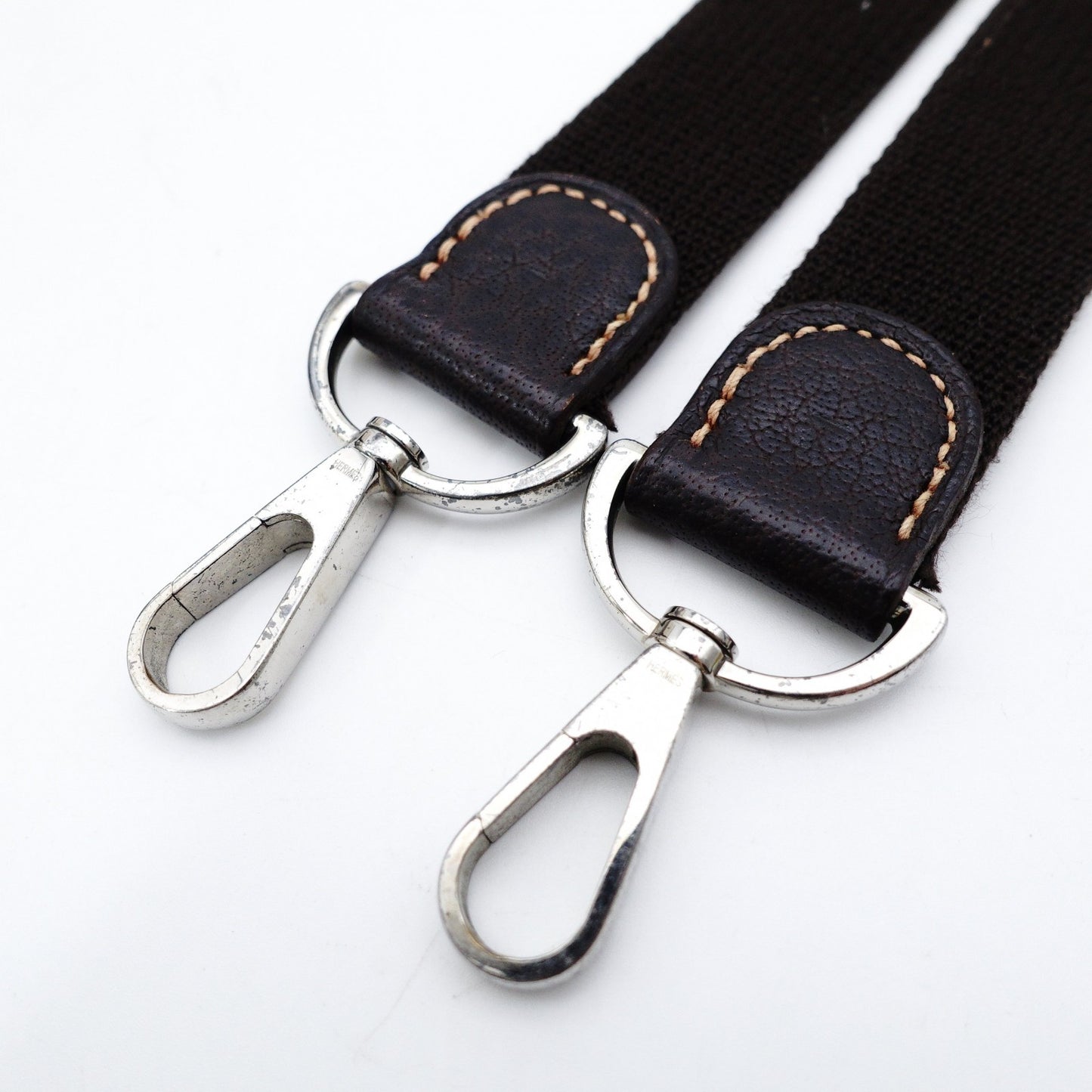 HERMES Garden Party TPM Twill Ash Canvas Leather Brown × Beige Tote Bag 7-9-300