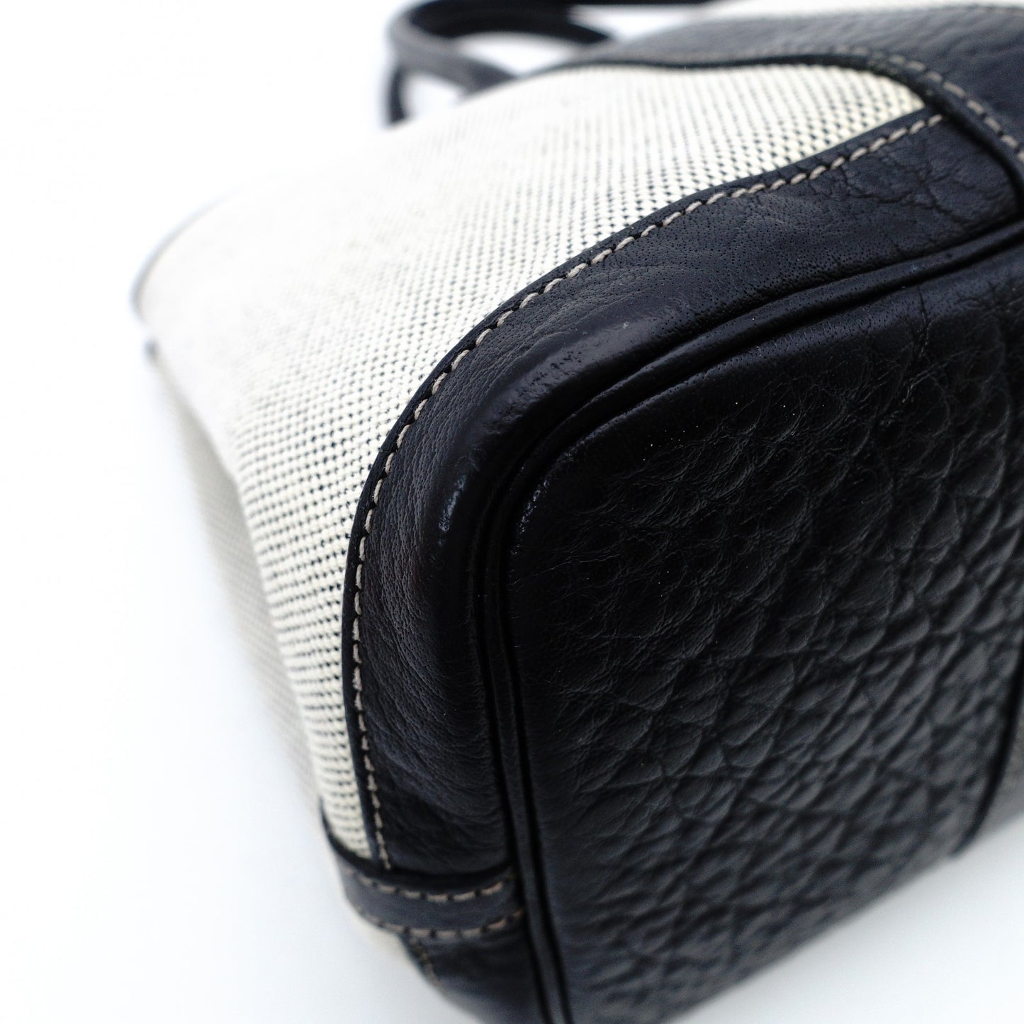 HERMES Garden Party TPM Twill Ash Canvas Leather Black × Beige Tote Bag 7-9-302