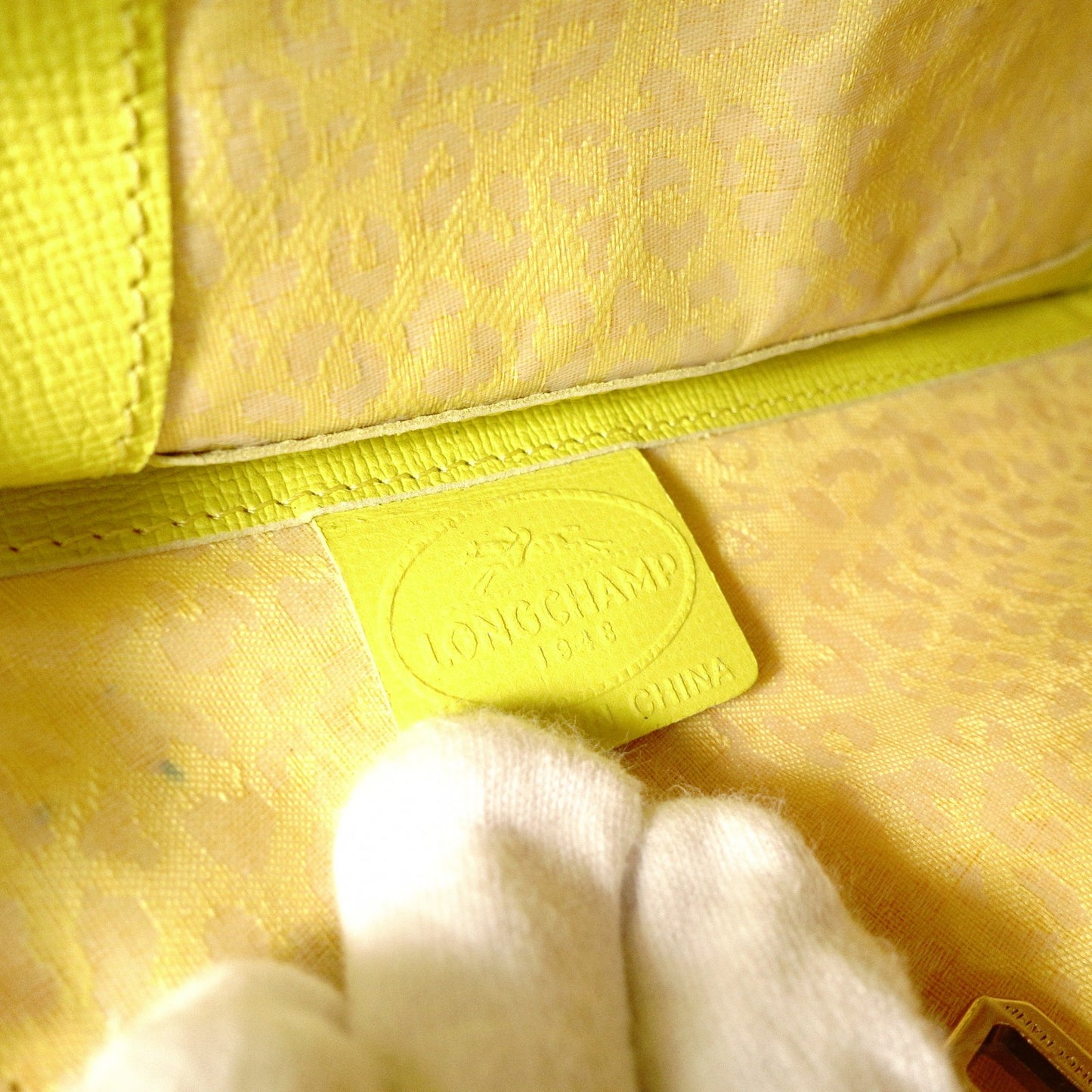 Longchamp Le Pliage Héritage Shoulder Bag, 2-way, Leather, Yellow, Women's
