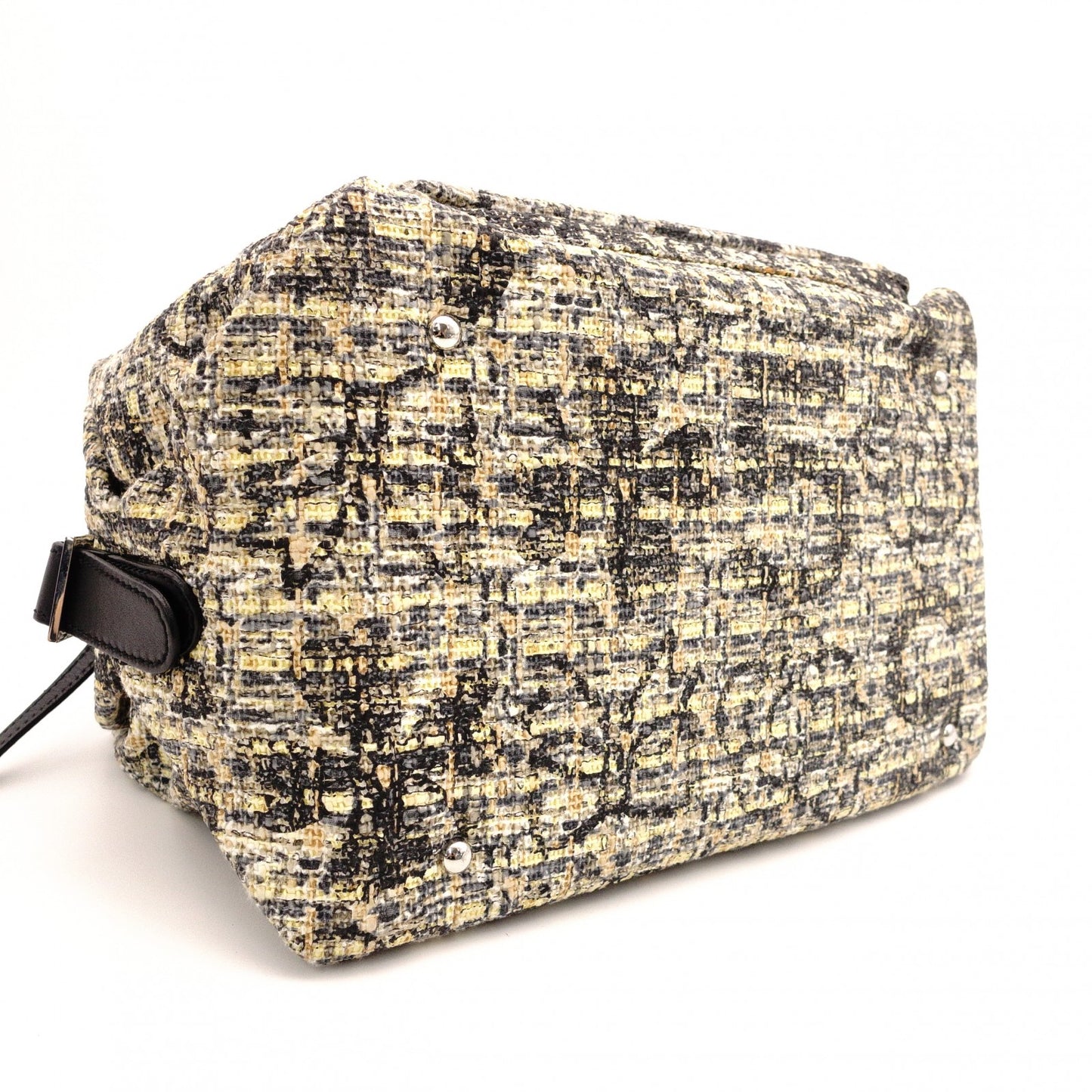 CHANEL Tweed Cover Duffle Tote Bag, Tweed and Leather, Beige, with Clover Charm