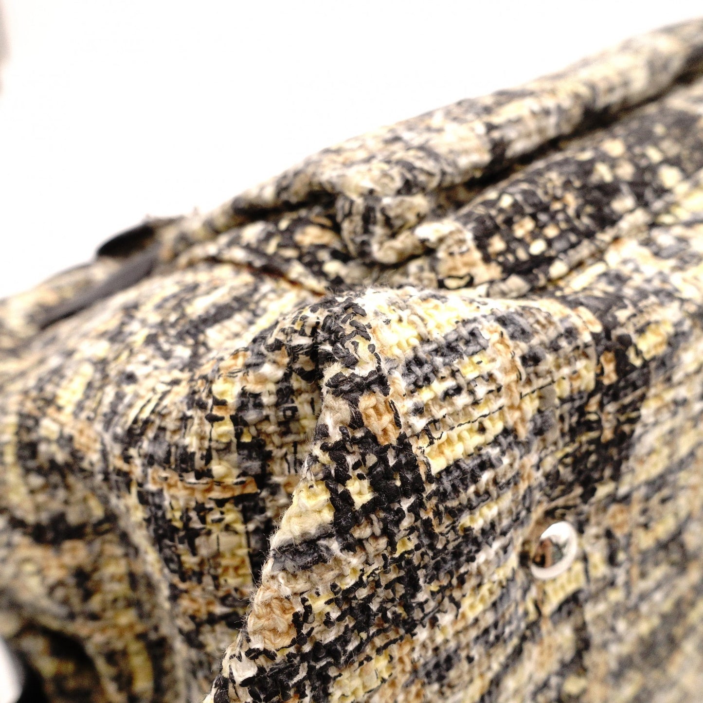 CHANEL Tweed Cover Duffle Tote Bag, Tweed and Leather, Beige, with Clover Charm