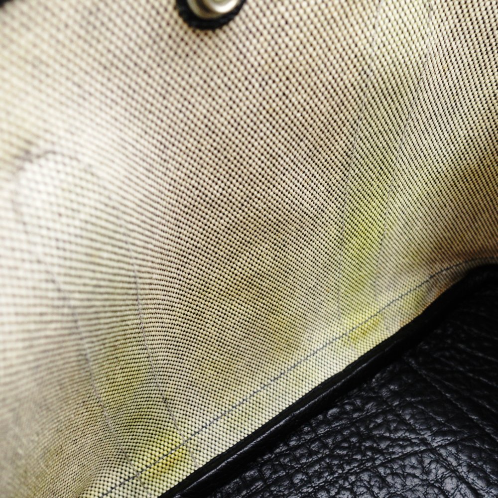 HERMES Garden Party TPM Twill Ash Canvas Leather Black × Beige Tote Bag 7-9-302