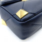 Valentino Garavani Roman Stud Handbag Navy Leather 2-Way Crossbody Gold Hardware 7-12-530
