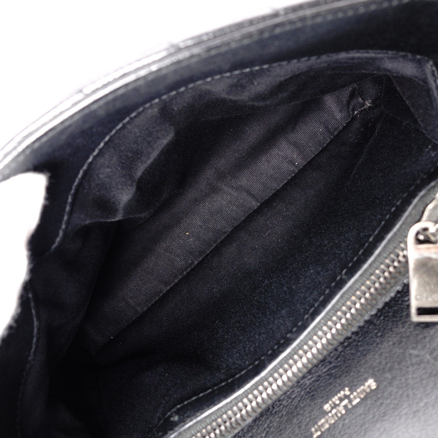 Saint Laurent YSL College Chain Shoulder Bag Black Leather Logo 2-Way Silver Hardware 7-8-375