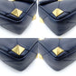 Valentino Garavani Roman Stud Handbag Navy Leather 2-Way Crossbody Gold Hardware 7-12-530