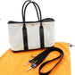 HERMES Garden Party TPM Twill Ash Canvas Leather Black × Beige Tote Bag 7-9-302