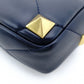 Valentino Garavani Roman Stud Handbag Navy Leather 2-Way Crossbody Gold Hardware 7-12-530