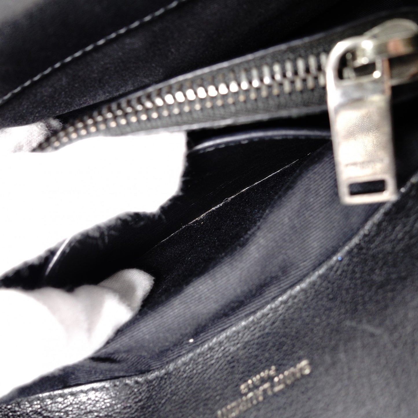 Saint Laurent YSL College Chain Shoulder Bag Black Leather Logo 2-Way Silver Hardware 7-8-375