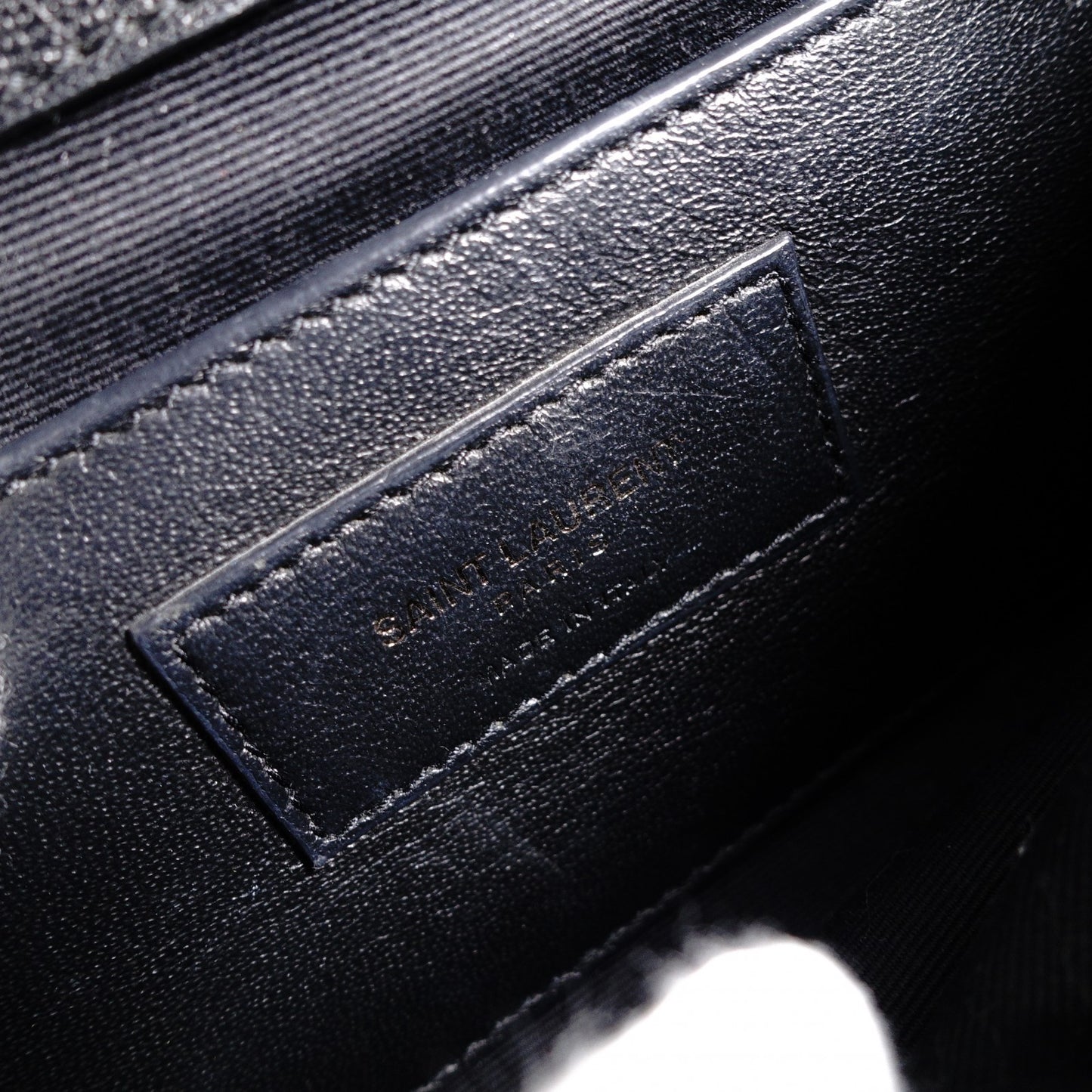 Saint Laurent YSL College Chain Shoulder Bag Black Leather Logo 2-Way Silver Hardware 7-8-375