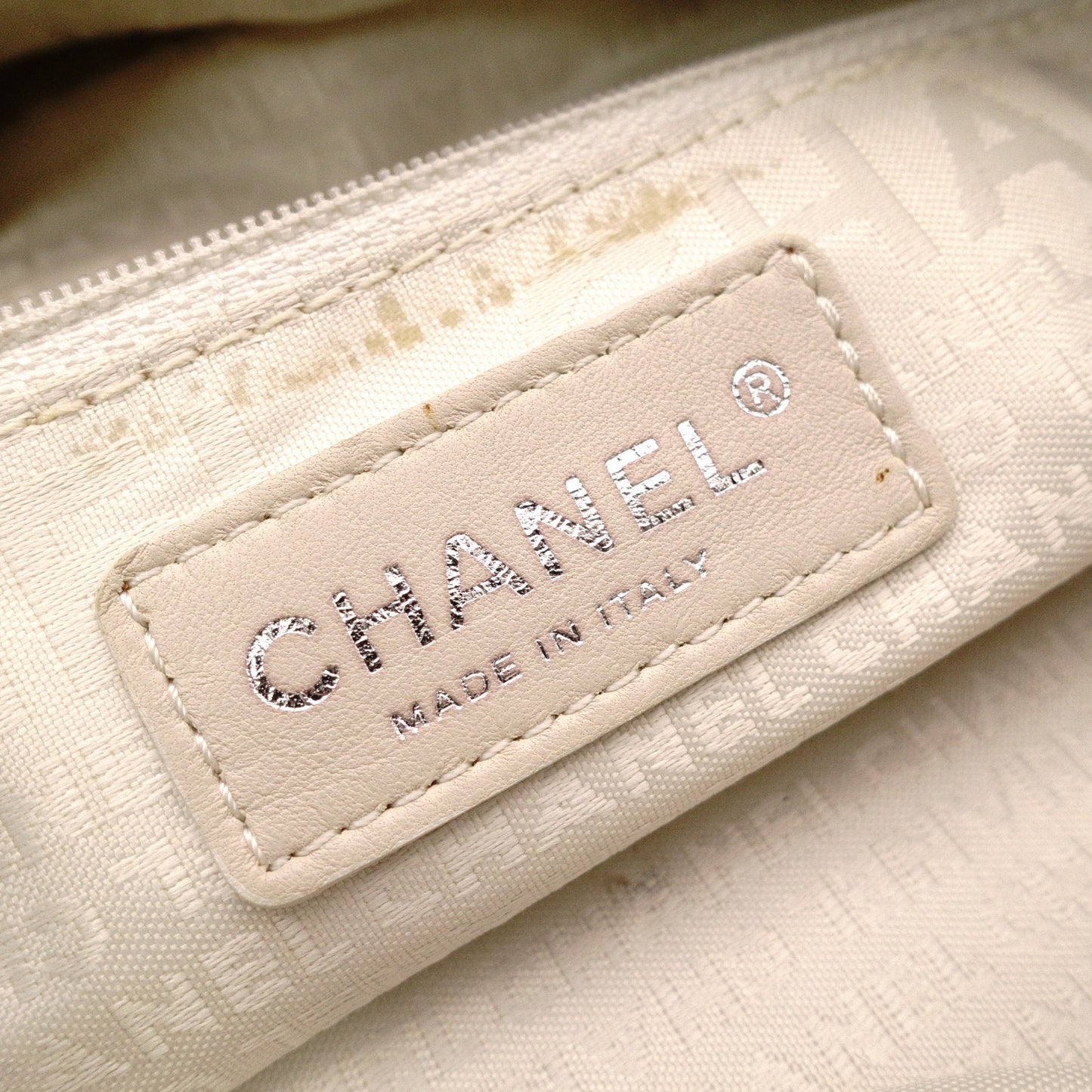 CHANEL Tweed Cover Duffle Tote Bag, Tweed and Leather, Beige, with Clover Charm