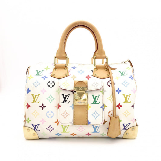 LOUIS VUITTON Speedy 30 Monogram Multicolor Handbag, PVC/Leather, Bronze/White, Women's