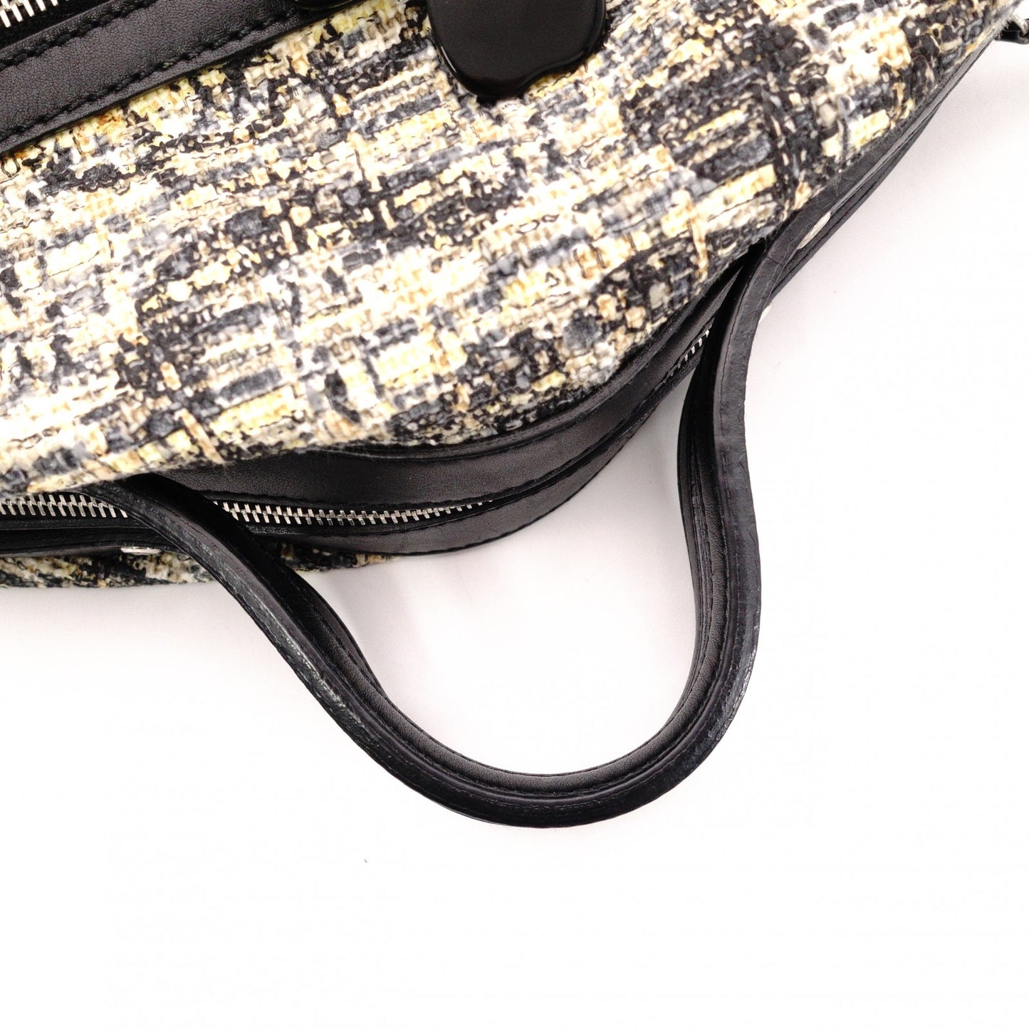 CHANEL Tweed Cover Duffle Tote Bag, Tweed and Leather, Beige, with Clover Charm