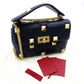 Valentino Garavani Roman Stud Handbag Navy Leather 2-Way Crossbody Gold Hardware 7-12-530