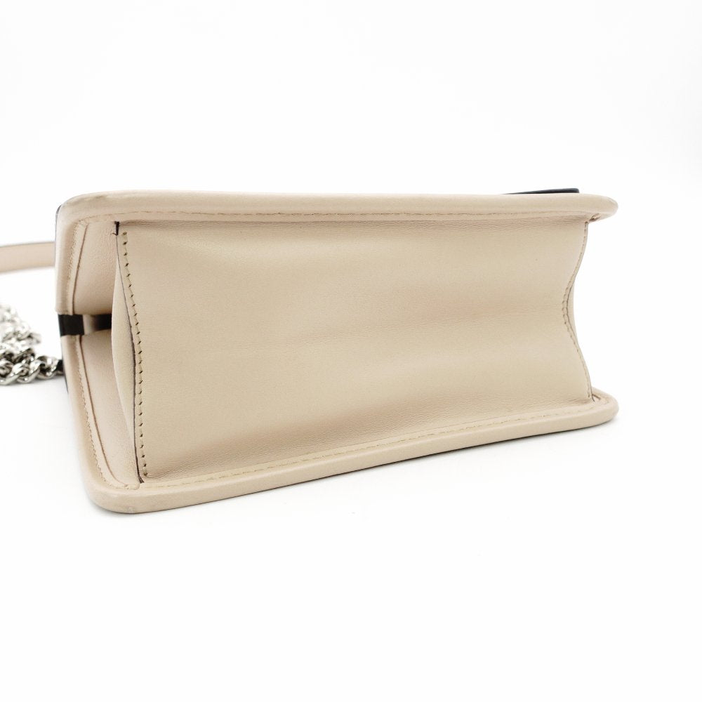 FENDI Canaille Chain Shoulder Bag Beige Leather 8BT286 Crossbody 7-12-147