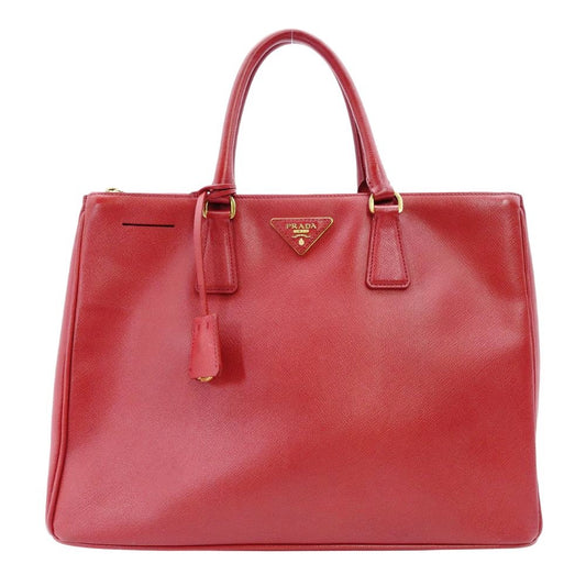 PRADA Galleria Handbag Red Leather Handbag Red Gold Hardware Saffiano 7-10-724