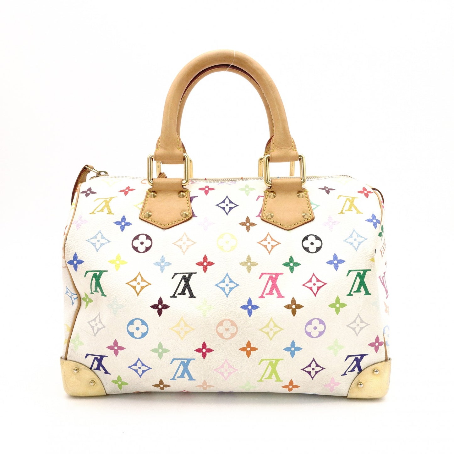 LOUIS VUITTON Speedy 30 Monogram Multicolor Handbag, PVC/Leather, Bronze/White, Women's