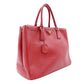PRADA Galleria Handbag Red Leather Handbag Red Gold Hardware Saffiano 7-10-724