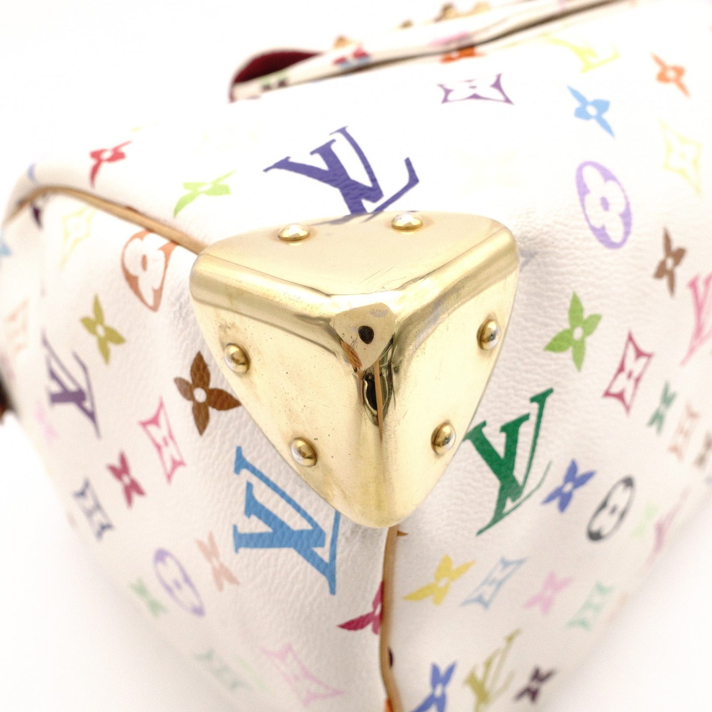 LOUIS VUITTON Speedy 30 Monogram Multicolor Handbag, PVC/Leather, Bronze/White, Women's