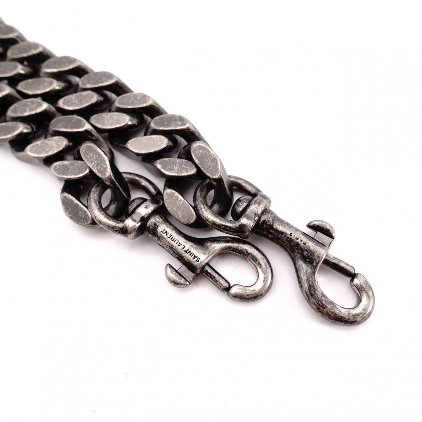 Saint Laurent YSL College Chain Shoulder Bag Black Leather Logo 2-Way Silver Hardware 7-8-375