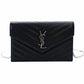 Saint Laurent Envelope Wallet Chain Shoulder Bag Black YSL Black Leather Crossbody 7-12-378