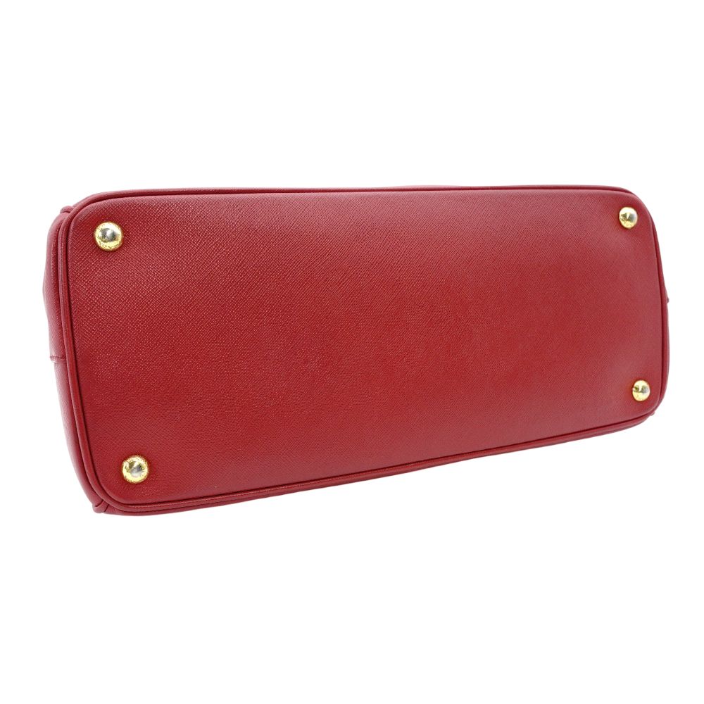 PRADA Galleria Handbag Red Leather Handbag Red Gold Hardware Saffiano 7-10-724